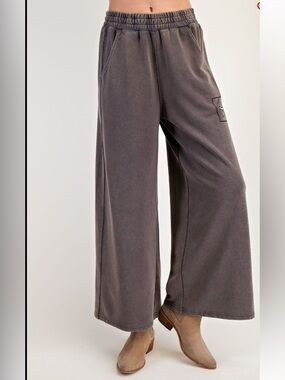 easel Wide Leg Lounge Pants in Charcoal Gray
